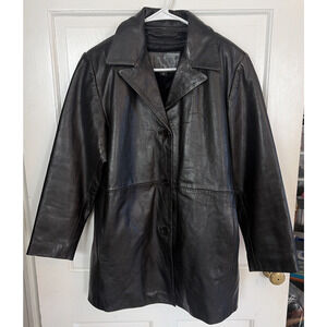 Ambition New York Women's Black Leather Jacket S Zip Front Removable Lining Moto